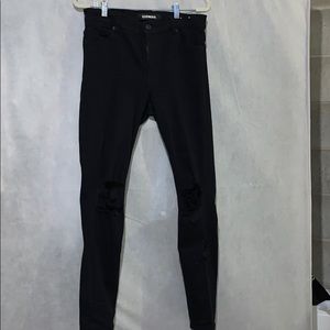 Express Black Jeans Ripped @ Knees Size 8